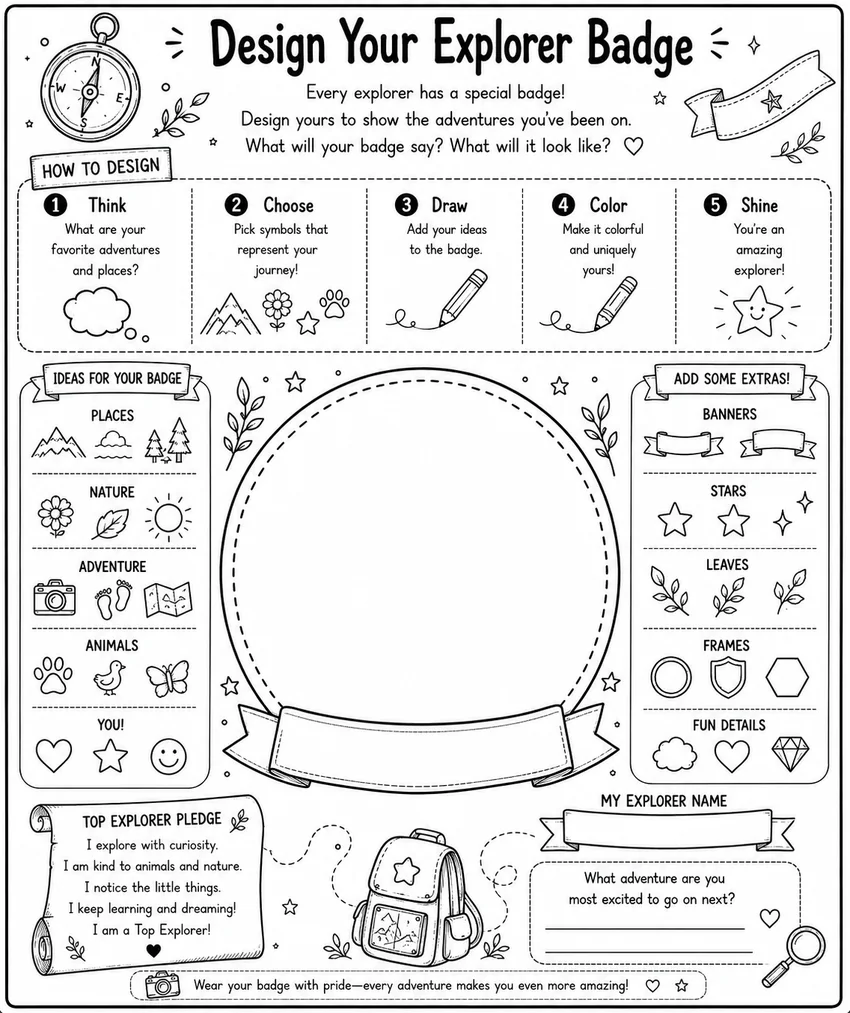 Design Your Explorer Badge activity page